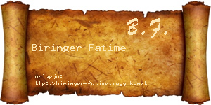 Biringer Fatime névjegykártya